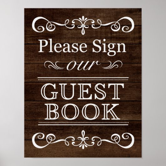 Weddenschap - Onderteken ons Guestbook Rustic Wedd Poster (Voorkant)