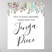 Weddenschap - Onderteken onze Jenga Piece Greenery Poster (Voorkant)