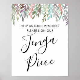 Weddenschap - Onderteken onze Jenga Piece Greenery Poster