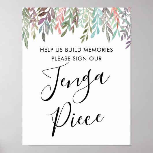Weddenschap - Onderteken onze Jenga Piece Greenery Poster (Voorkant)