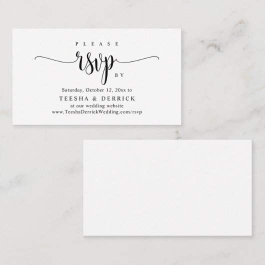 Weddenschap Online RSVP, Calligrafie Script Informatiekaartje (Voorkant / Achterkant)