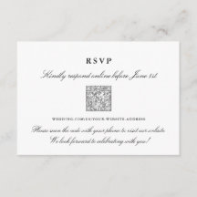 Weddenschap Online RSVP-kaart Elegant QR-code Kaar