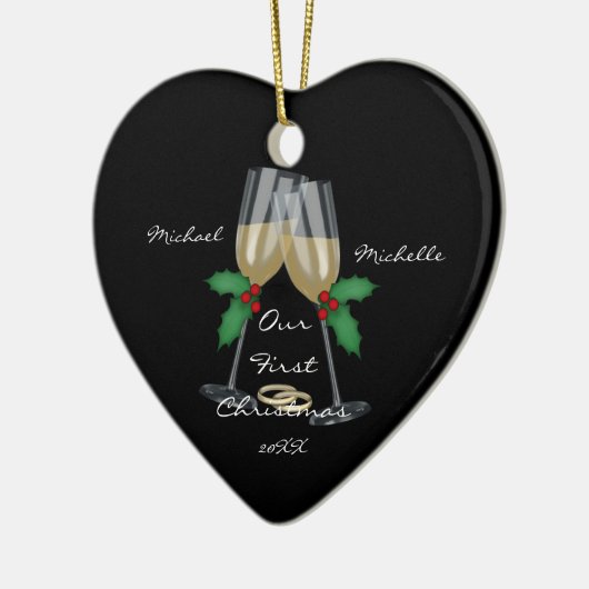 Weddenschap Ons eerste kerstfeest Keramisch Ornament (Links)