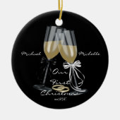 Weddenschap Ons eerste kerstfeest Keramisch Ornament (Voorkant)