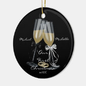 Weddenschap Ons eerste kerstfeest Keramisch Ornament (Links)