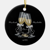 Weddenschap Ons eerste kerstfeest Keramisch Ornament (Voorkant)