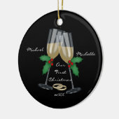 Weddenschap Ons eerste kerstfeest Keramisch Ornament (Links)