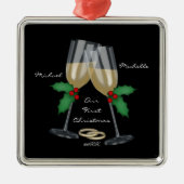 Weddenschap Ons eerste kerstfeest Metalen Ornament (Voorkant)