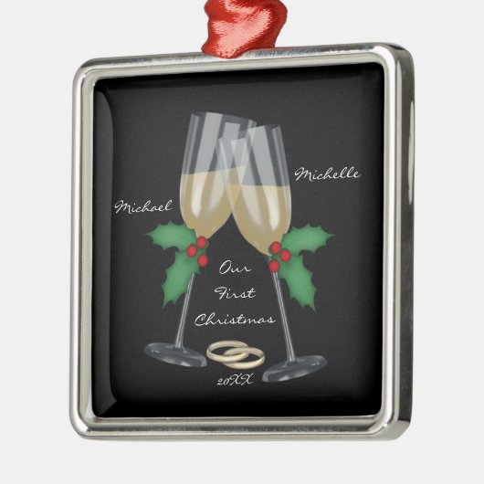 Weddenschap Ons eerste kerstfeest Metalen Ornament (Links)