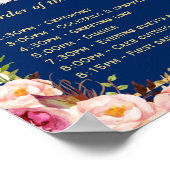 Weddenschap op de dag van de Florale marine blauwe Poster (Hoek)