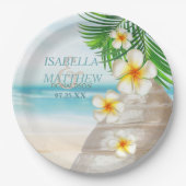 Weddenschap op het strand papieren bordje (Voorkant)