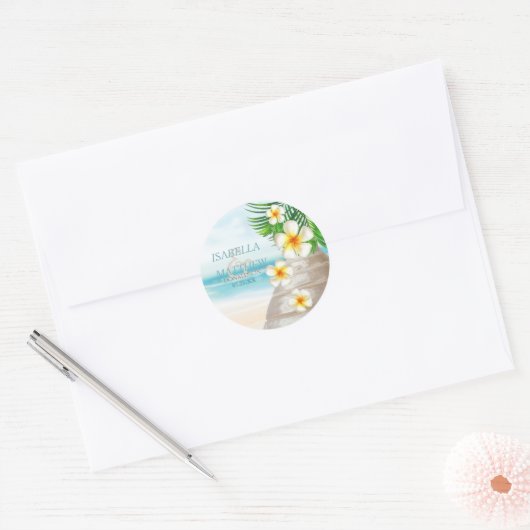 Weddenschap op het strand | Personaliseren Ronde Sticker (Envelop)