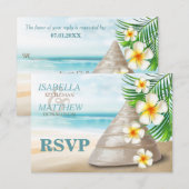 Weddenschap op het strand | RSVP Kaartje (Voorkant / Achterkant)