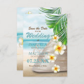 Weddenschap op het strand - Sla de datum op Save The Date (Voorkant / Achterkant)