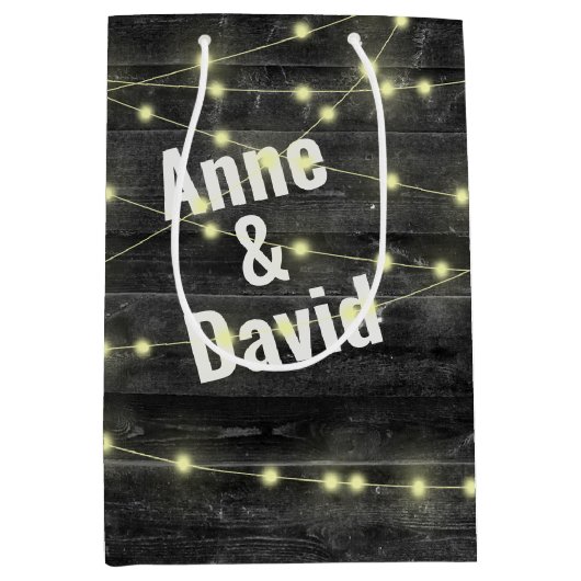 Weddenschap op hout met namen Gemiddelde Gift Bag Medium Cadeauzakje (Voorkant)