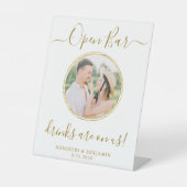 Weddenschap Open Bar - Aangepaste Elegant Gold-fot Reclamebord Met Voetstuk (Voorkant)