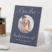 Weddenschap Open Bar Aangepaste Pet Dog Foto Navy Reclamebord Met Voetstuk (Insitu)