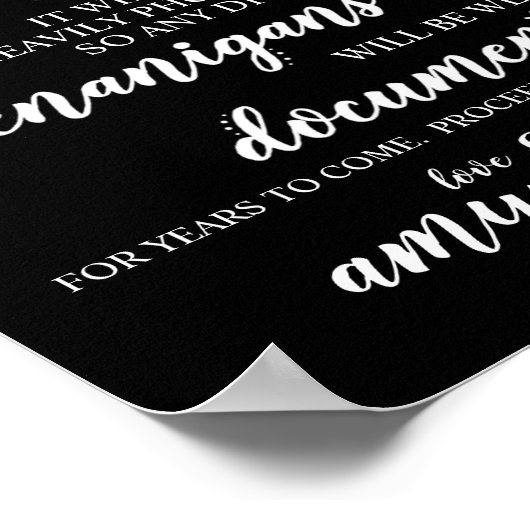 Weddenschap Open Bar Funny Drunken Shenanigans Sig Poster (Hoek)