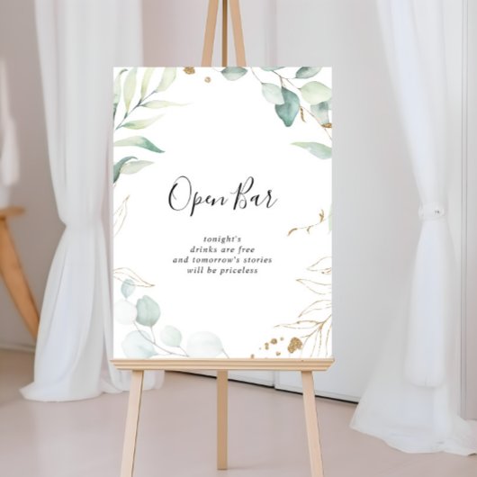Weddenschap Open Bar Gold Eucalyptus Calligraphy S Poster