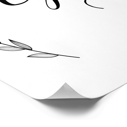 Weddenschap - Open Bar Laurel Wedding Sign Poster (Hoek)