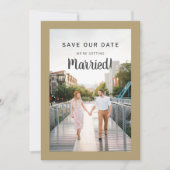 Weddenschap Opslaan Datum 2 Foto Gold Maak je eige Save The Date (Voorkant)