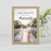 Weddenschap Opslaan Datum 2 Foto Gold Maak je eige Save The Date (Staand voorkant)