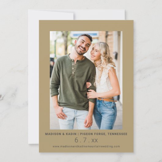 Weddenschap Opslaan Datum 2 Foto Gold Maak je eige Save The Date (Achterkant)
