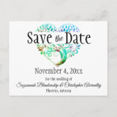 Weddenschap Opslaan Datum Aqua Blue Tree Heart Aankondigingskaart (Voorkant)