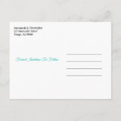 Weddenschap Opslaan Datum Aqua Blue Tree Heart Aankondigingskaart (Achterkant)