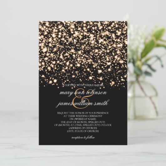 Weddenschap Opslaan Datum Gold Midnight Glam Save The Date (Staand voorkant)