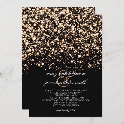 Weddenschap Opslaan Datum Gold Midnight Glam Save The Date (Voorkant / Achterkant)