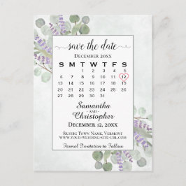 Weddenschap Opslaan Datum kalender Eucalyptus Whit Aankondigingskaart