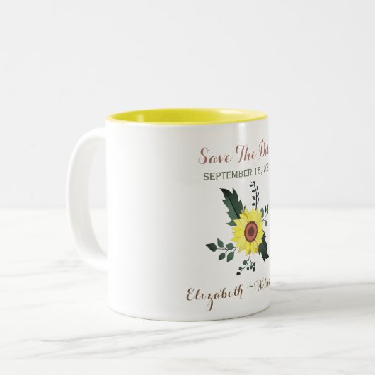 Weddenschap Opslaan Datum uitnodiging Tweekleurige Koffiemok (Voorkant links)