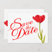 Weddenschap Opslaan van de rode tulp van het Brief Aankondigingskaart (Voorkant / Achterkant)