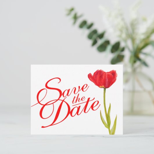 Weddenschap Opslaan van de rode tulp van het Brief Aankondigingskaart (Staand voorkant)