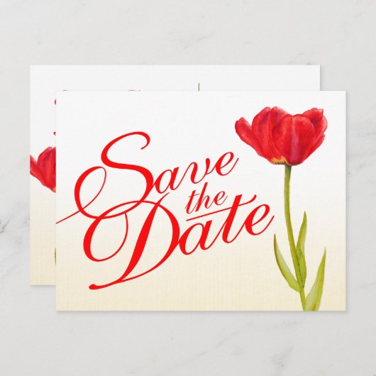 Weddenschap Opslaan van de rode tulp van het Brief Aankondigingskaart (Voorkant / Achterkant)