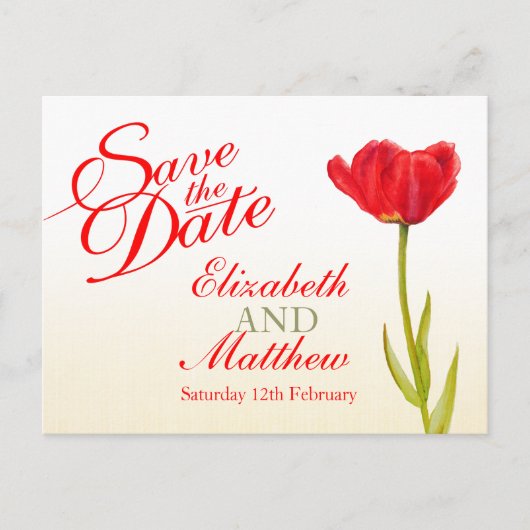Weddenschap Opslaan van de rode tulp van het Brief Aankondigingskaart (Voorkant)