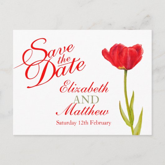 Weddenschap Opslaan van de rode tulp van het Brief Aankondigingskaart