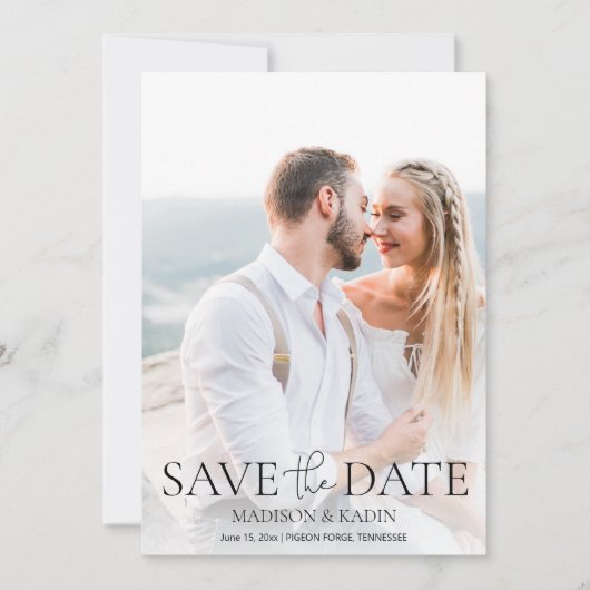 Weddenschap Opslagdatum Foto legant script Save The Date (Voorkant)