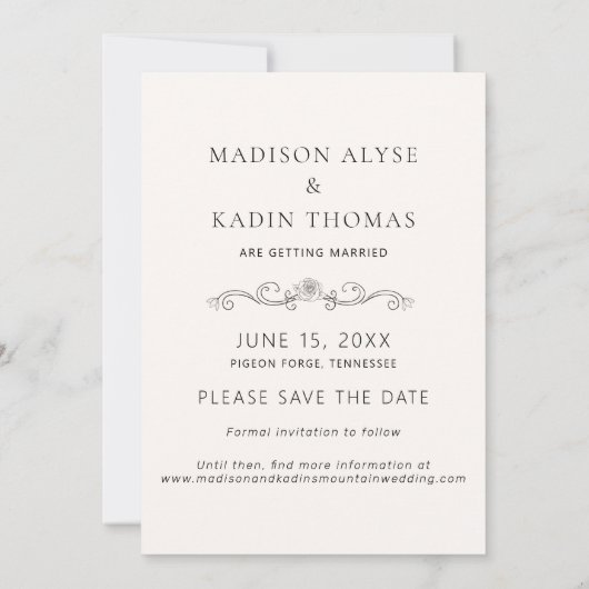 Weddenschap Opslagdatum Foto legant script Save The Date (Achterkant)