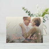 Weddenschap Opslagdatum legant 4 Fotoroze Confetti Save The Date (Staand voorkant)