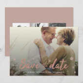 Weddenschap Opslagdatum legant 4 Fotoroze Confetti Save The Date (Voorkant / Achterkant)