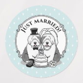 Weddenschap Oude Engelse Sheepdogs Bride Groom Gra Labels (Design 1)