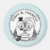 Weddenschap Oude Engelse Sheepdogs Bride Groom Gra Magneet (Voorkant)