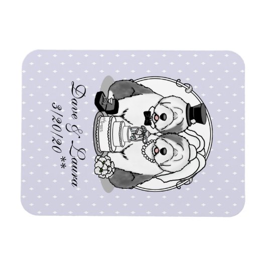 Weddenschap Oude Engelse Sheepdogs Bride Groom Gra Magneet (Horizontaal)