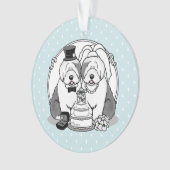 Weddenschap Oude Engelse Sheepdogs Bride Groom Gra Ornament (voorkant)