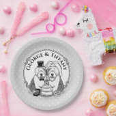 Weddenschap Oude Engelse Sheepdogs Bride Groom Gra Papieren Bordje (Feest)