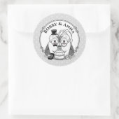 Weddenschap Oude Engelse Sheepdogs Bride Groom Gra Ronde Sticker (Tas)