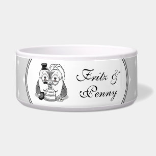 Weddenschap Oude Engelse Sheepdogs Bride Groom Gra Voerbakje