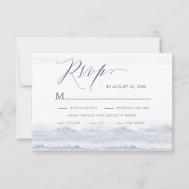 Weddenschap over blauwe en witte oceaanbestemming RSVP kaartje